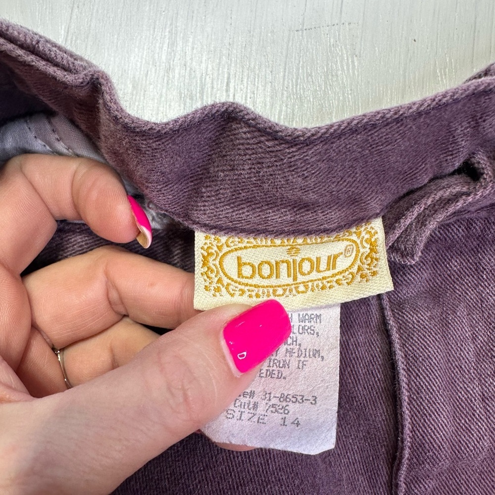 Vintage Bonjour Purple Jeans Women’s Size 14 High Rise Cotton Stretch USA - Picture 8 of 9